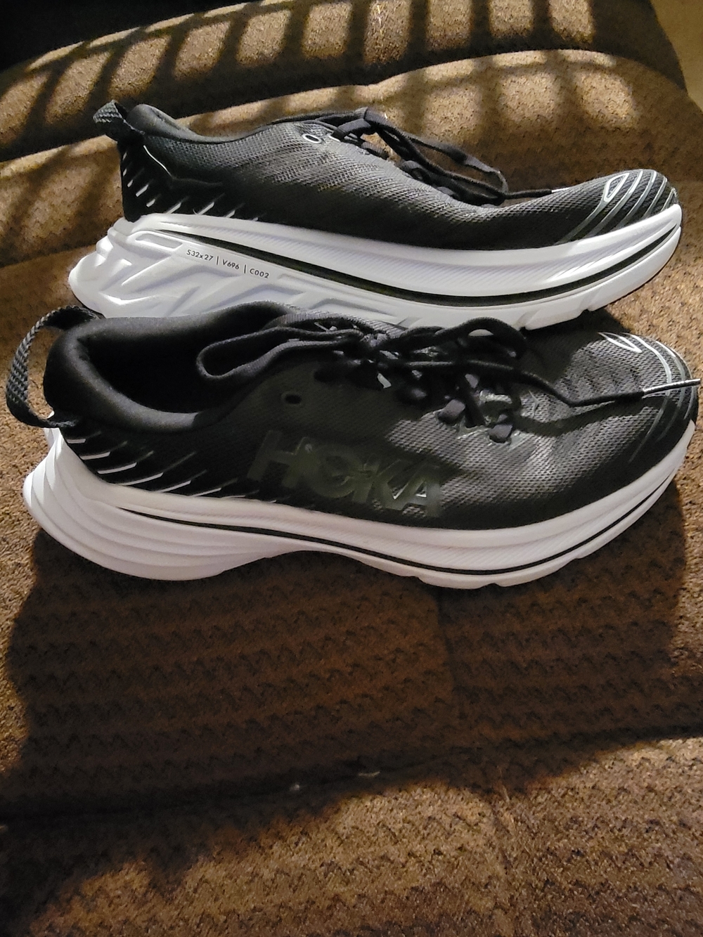 Hoka BONDI X Women's Black and White Cushioned Running Sneakers